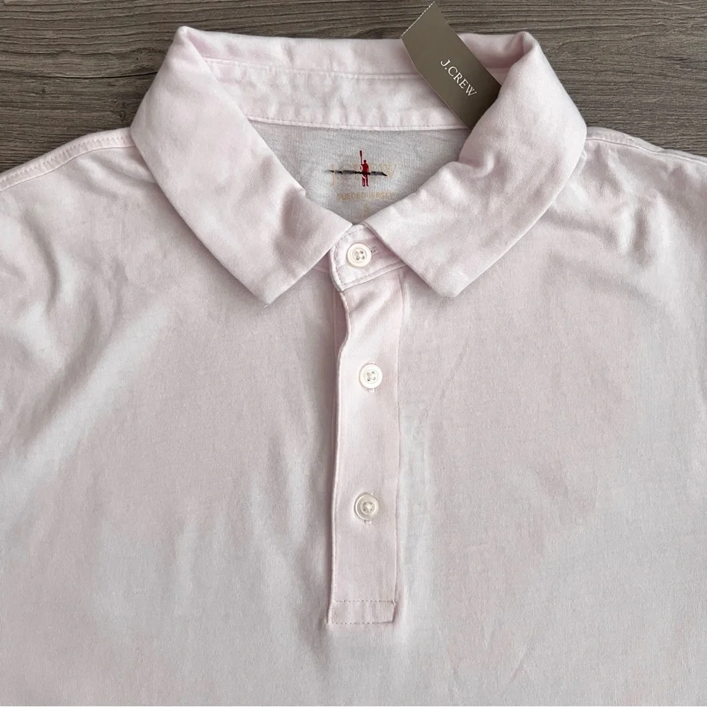 J.CREW Sueded Cotton Polo Shirt Mens Small Classic Fit Shell Pink Soft Casual